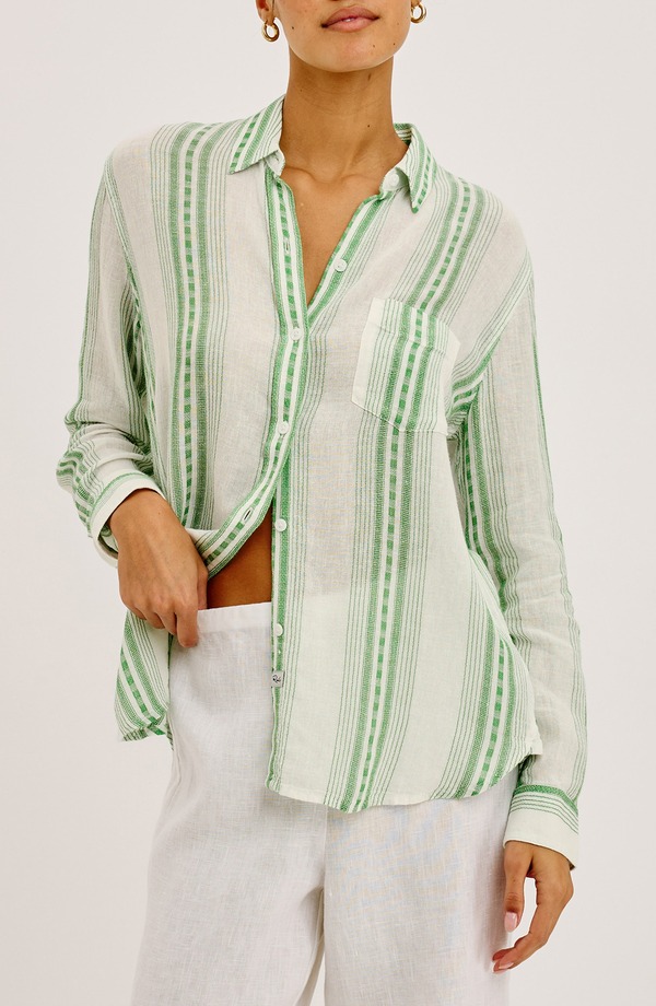 レイルズ レディース トップス シャツ リネン Rails Charli Stripe Linen Blend Button-Up Shirt Margarita Stripe ストライプ｜ReVida 店