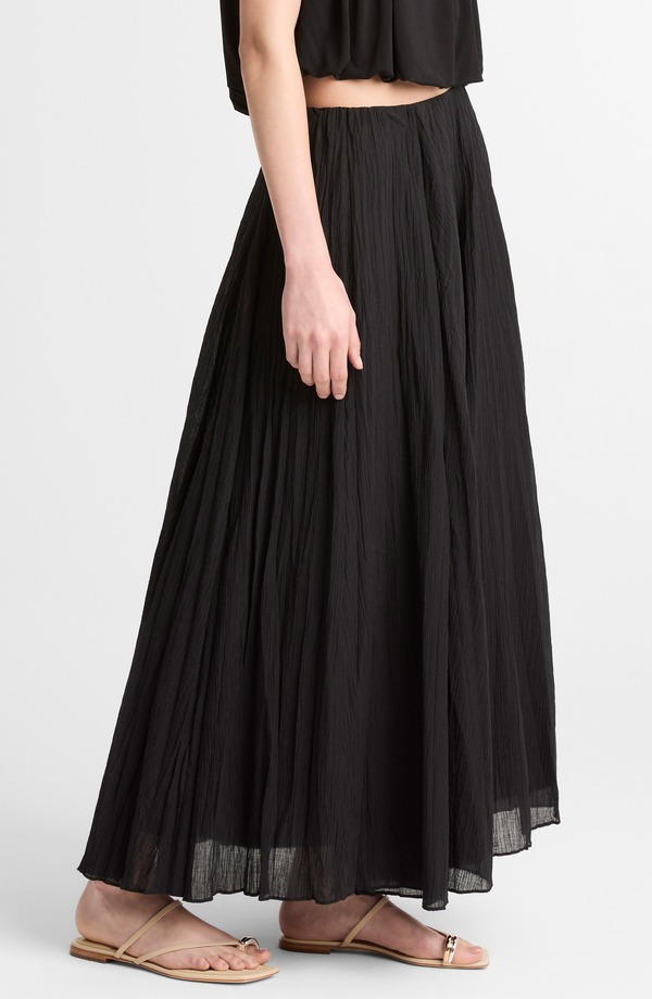 ヴィンス レディース 下つ方スコート マキシ Vince Crinkled Maxi Skirt Black 黒いこと