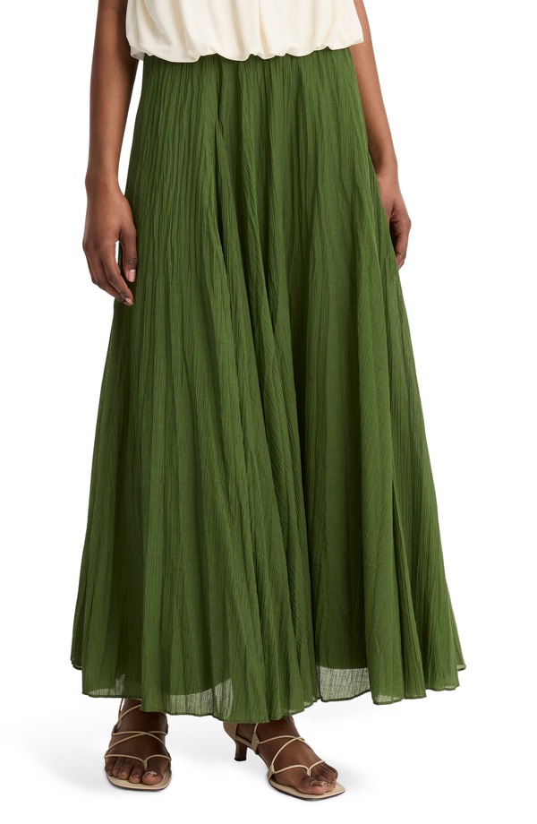 ヴィンス レディース 下つ方スコート マキシ Vince Crinkled Maxi Skirt Herb