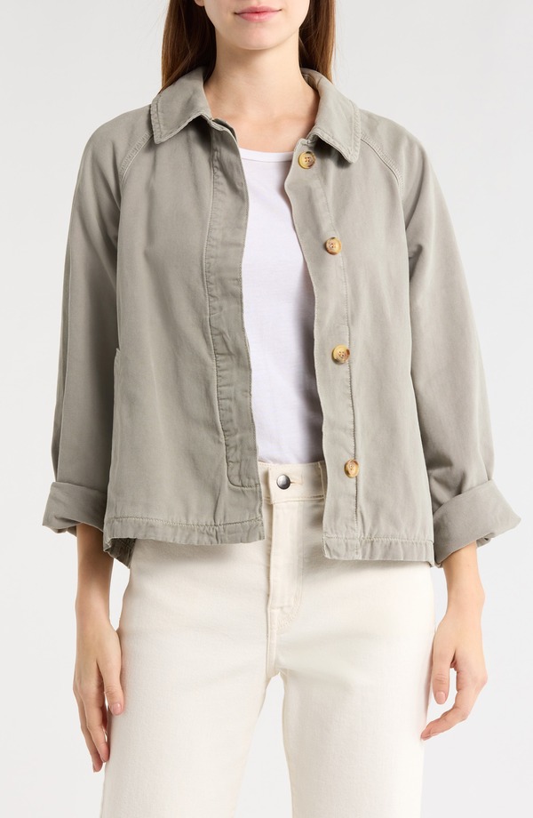 米国海兵隊員 度合い レディース アウター 上衣・上衣 綿織物 Marine Layer Olivia Crop Cotton Jacket Shadow