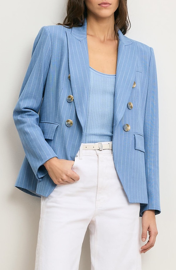 ヴェロニカ ベアード レディース アウター 上衣・上衣 Veronica Beard Miller Pinstripe Dickey Jacket Blue Jay Dove 青み