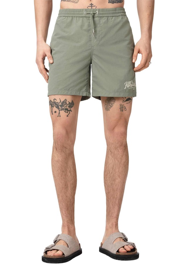 オールセインツ メンズ 海水着 二分の一ズボン下・さる股引き ロゴタイプ AllSaints Odyssey Logo Swim Trunkspringreen 緑であること