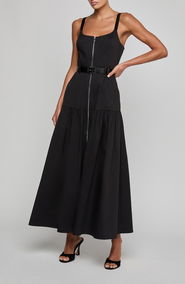 ラジャンス レディース トップス 衣装 MIDI L\u0027AGENCE Rima Belted Front Zip Midi Dress Black 黒いこと