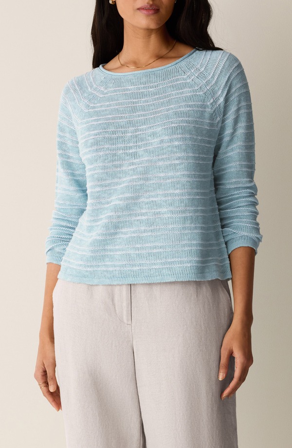 エイリーンフィッシャー レディース アウター パーカー・スウェット ティーシャツ Eileen Fisher Bateau Neck Stripe Sweater Breeze 縞模様