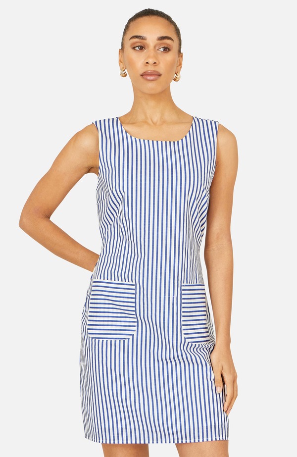 ユミキム レディース トップス 衣装 綿織物 Yumi Stripe Cotton Shift Dress Blue 青色
