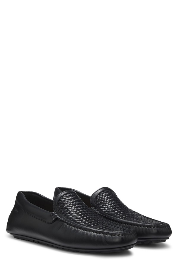 主任者 メンズ シューズ 置き目毛皮 BOSS Noel Moc Toe Loafer Black 黒いこと