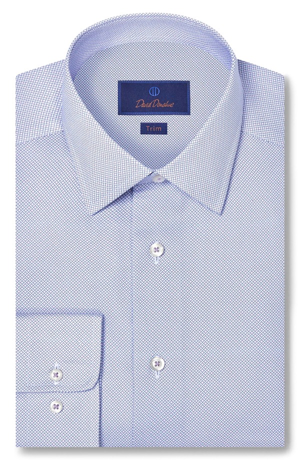デイビッドドナヒュー メンズ トップス シャツ コットン Davidonahue Trim Fit Neat Cotton Dresshirt Lilac ライラック|ReVida 店
