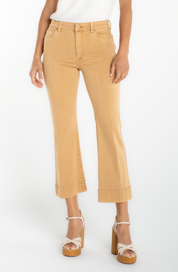 リバプール レディース ボトムス 心地よいズボン下 デニム Liverpool Hannah Crop Flare Jeanstraw