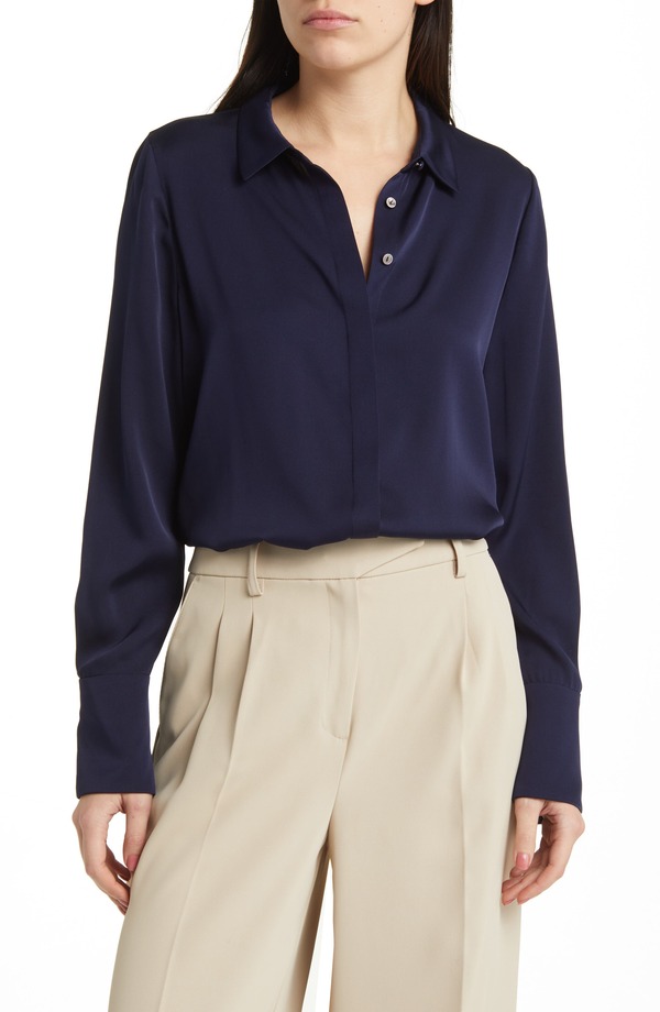 コビーハルペリン レディース トップス プルオーバー 地絹 トップ KOBI HALPERIN Larissa Stretch Silk Blouse Midnight Blue 青み