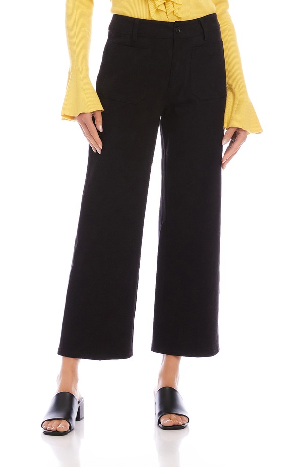 カレンケーン レディース ボトムス レギンス ワイドレッグ ズボン下 Karen Kane Lauren Patch Pocket Crop Wide Leg Pants Black 黒いこと