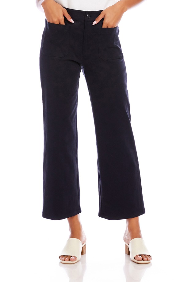 カレンケーン レディース ボトムス レギンス ワイドレッグ ズボン下 Karen Kane Lauren Patch Pocket Crop Wide Leg Pants Navy 米国海軍