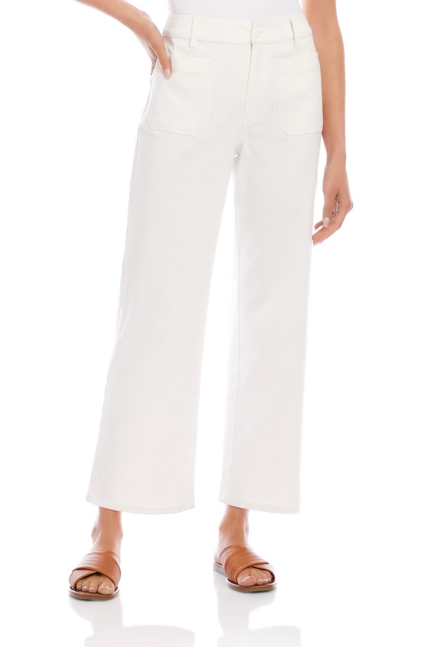 カレンケーン レディース ボトムス レギンス ワイドレッグ ズボン下 Karen Kane Lauren Patch Pocket Crop Wide Leg Pants Off White 象牙色