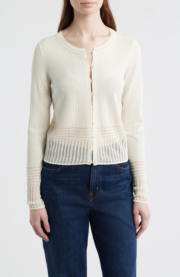 ラグアンドボーン レディース アウター パーカー・スウェット ジレー rag \u0026 bone Michelle Pointelle Cardigan Ivory 象牙色