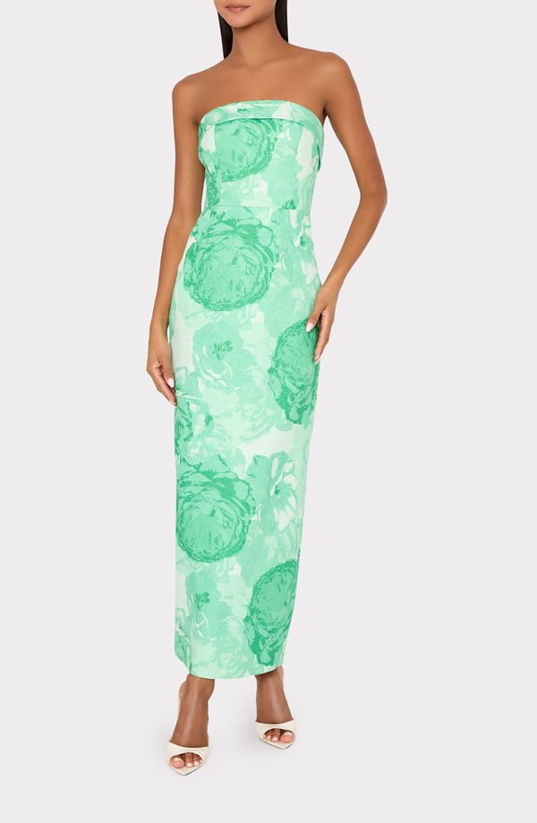ミリー レディース トップス ワンピーストラップレス Milly Ella Jacquard Strapless Gown Green Multi 緑であること