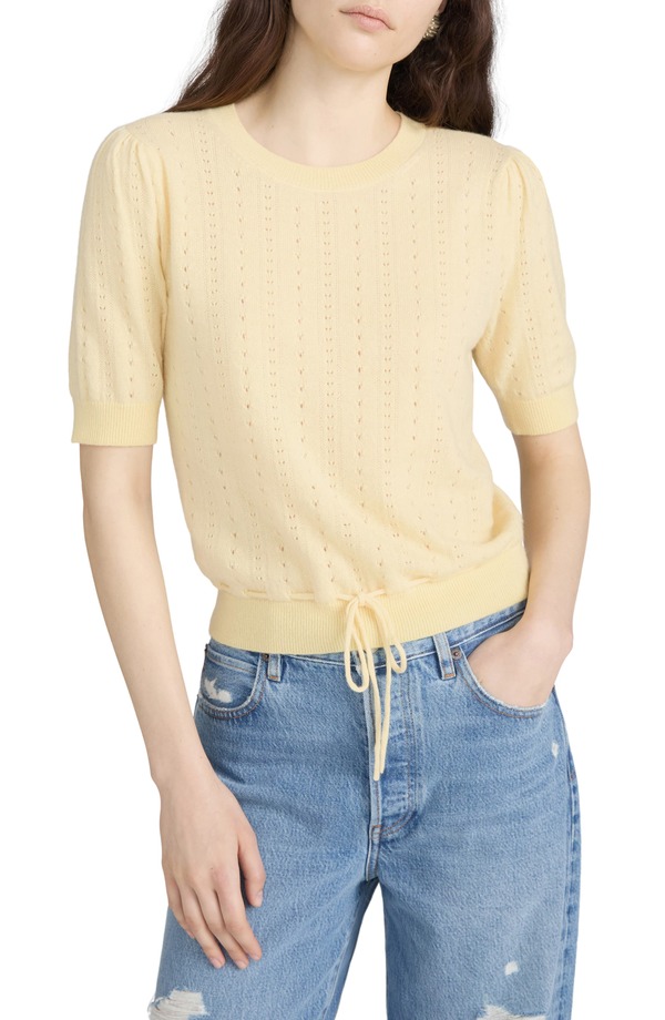 ひな形 レディース アウター パーカー・スウェット プルオーバー FRAME The Cashmere Charm Pointelle Sweater Canary