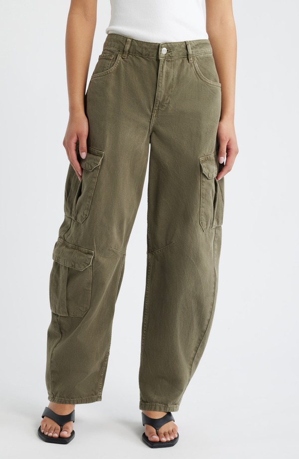 マンゴ レディース ボトムス ジーンズズボン下 デニム MANGO Dilly Cargo Jeans Khaki カーキ