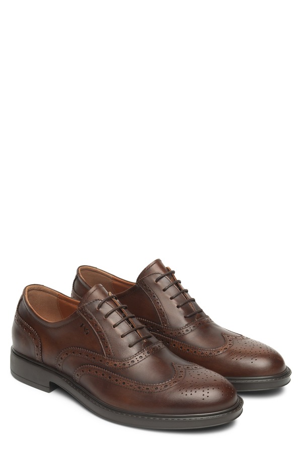 ネーロ ジャルディーニ メンズ シューズ オックスフォード ウィングチップ NeroGiardini Wingtip Oxford Brown 赤銅色