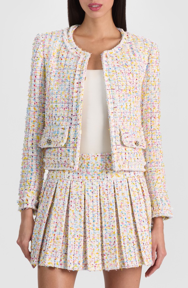アリス アンド オリビア レディース アウター 上衣・上衣 ツィード Alice + Olivia Landon Boxy Crop Tweed Jacket Off White/ Multi 象牙色