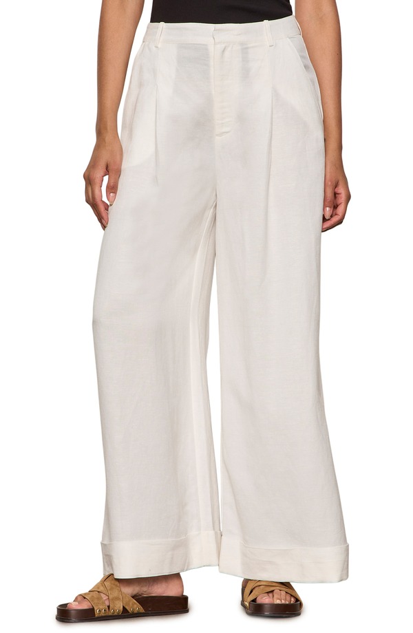 駆け込み寺 レディース ボトムス レギンス ワイドレッグ ズボン下 リネン Sanctuary Terrace Linen Blend Wide Leg Pants Chalk White 白いこと