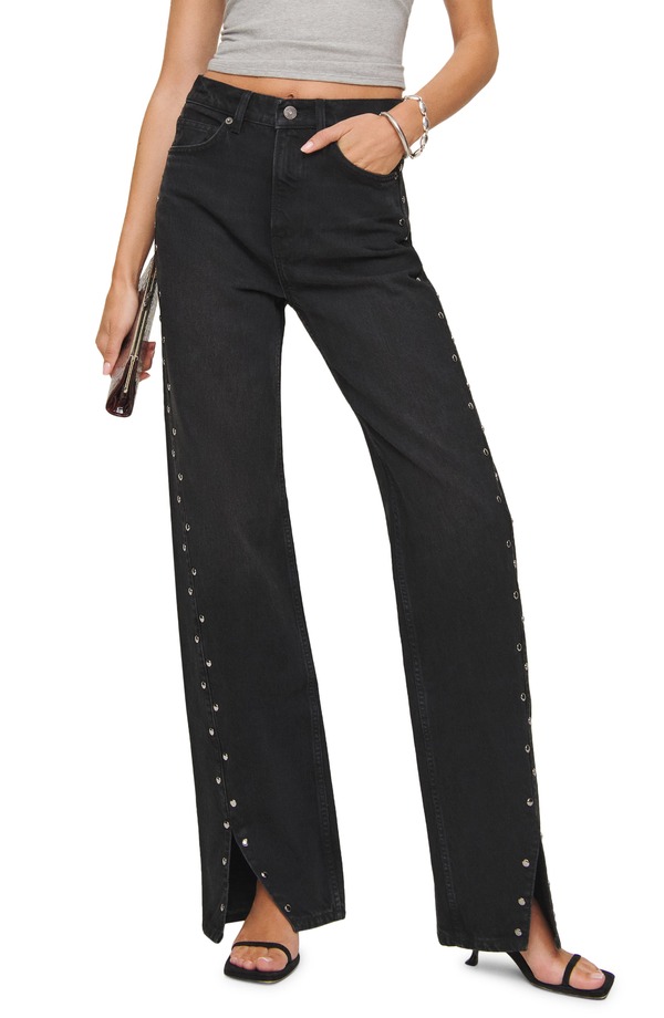 リフォーメーション レディース ボトムス デニムパンツ ワイドレッグ ハイウエスト ジーンズ Reformation Cary Studded High Waist Slouchy Wide Leg Jeans Vana Studded