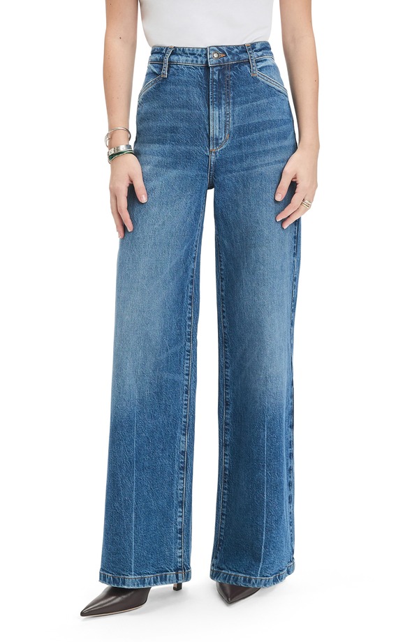 フェイバリット ドーター レディース ボトムス デニムパンツ ワイドレッグ ハイウエスト ジーンズ Favorite Daughter The Mischa Shortie Super High Waist Wide Leg Jeans Campbell