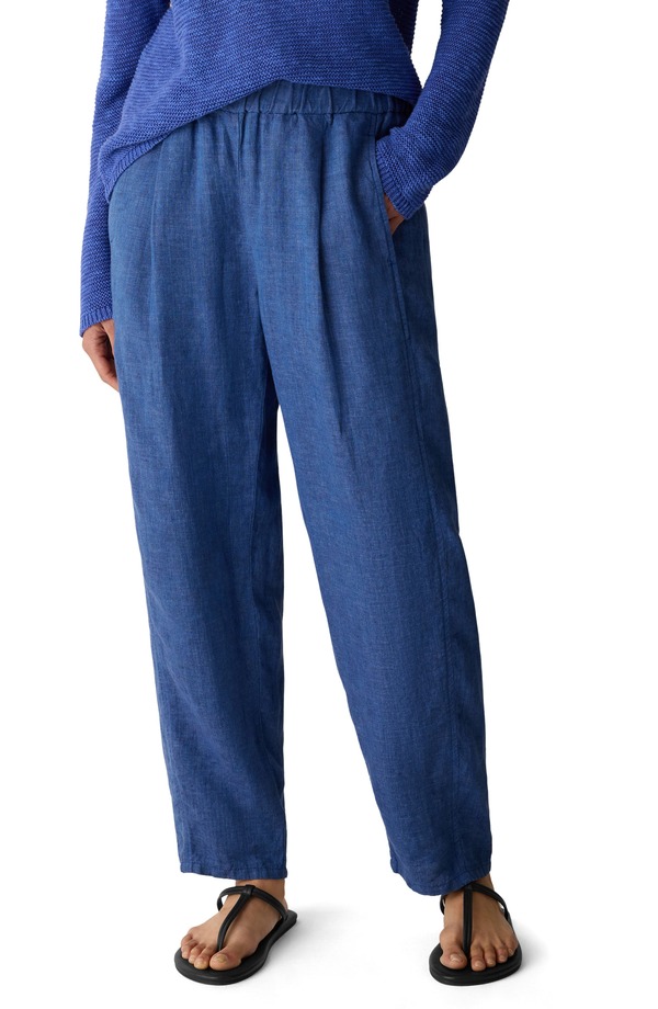 エイリーンフィッシャー レディース ボトムス レギンス 筋目 ズボン下 アンクル リネン Eileen Fisher Pleated Organic Linen Lantern Ankle Pants Deep Dive