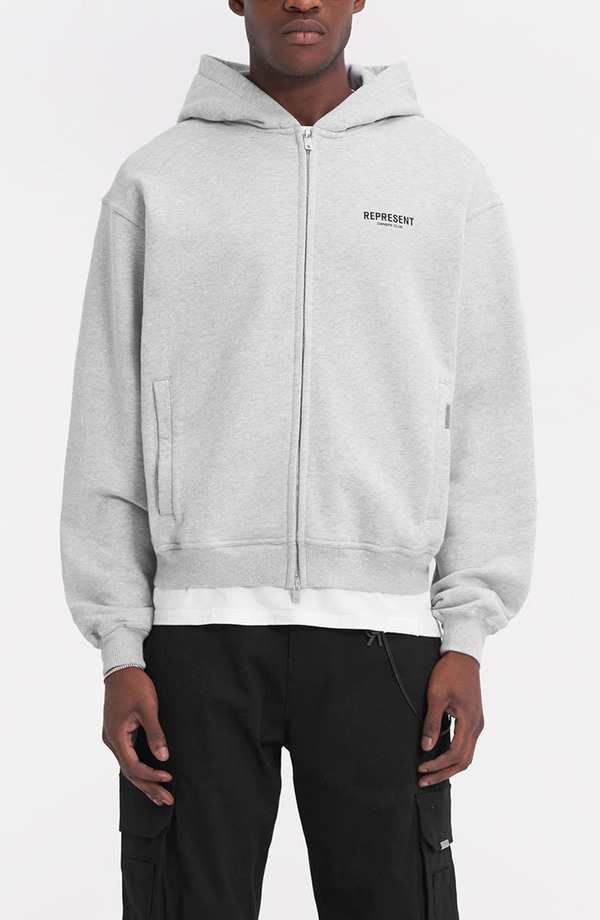 リプレゼント メンズ アウター パーカー・スウェット グラフィック Represent Owners' Club Script Graphic Zip Hoodie Ash Grey グレー|ReVida 店