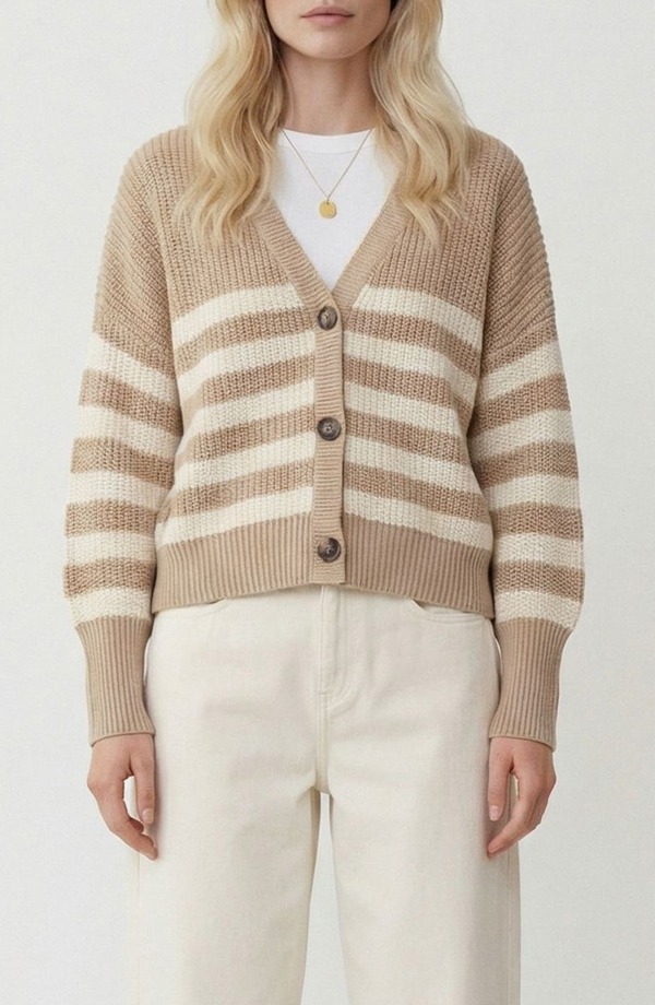 ヴェロモーダ レディース アウター パーカー・スウェット ジレー VERO MODA Lea Cardigan Moon Rock Stripes 縞模様