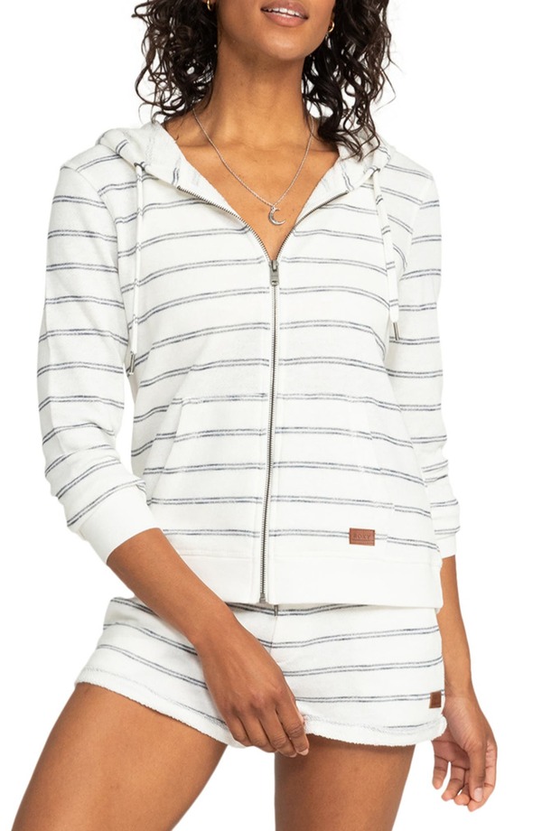 ロキシー レディース アウター パーカー・スウェット Roxy Perfect Wave Stripe Hoodie Snowhite 白いこと