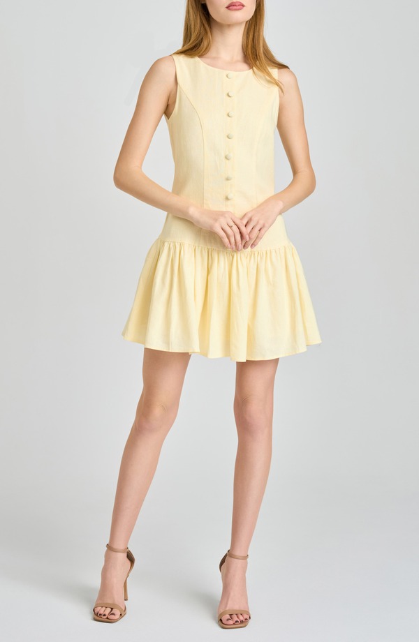 ワイフ レディース トップス ワンピース ミニ リネン WAYF Martini Linen Blend Minidress Yellow イエロー|ReVida 店