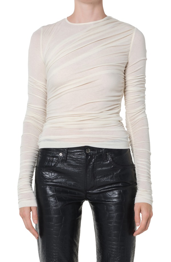 アゴルド レディース トップス プルオーバー ギャザー AGOLDE Tania Ruched Stretch Top Oat Milk Light Dusty White 白いこと