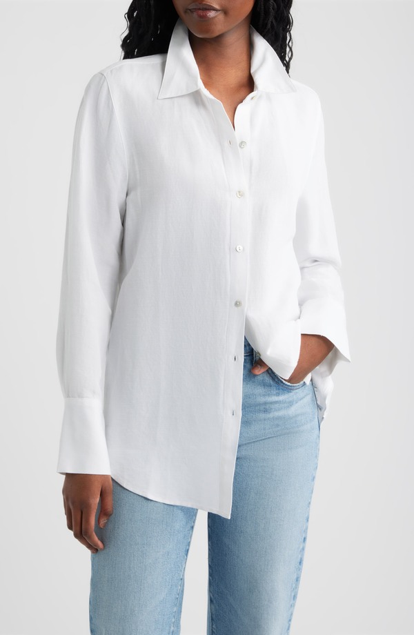 レイルズ レディース トップス プルオーバー リネン Rails Knox Linen Blend Button-Up Shirt White 白いこと