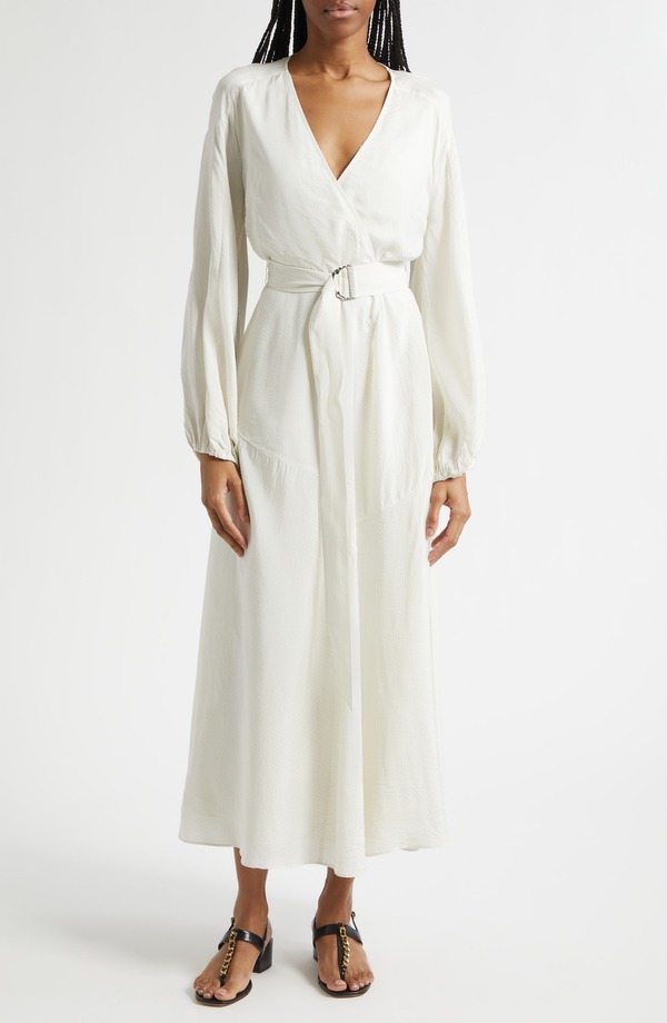 ヴェロニカ ベアード レディース トップス 衣装 MIDI Veronica Beard Seneca Belted Long Sleeve Midi Dress White Black 白いこと