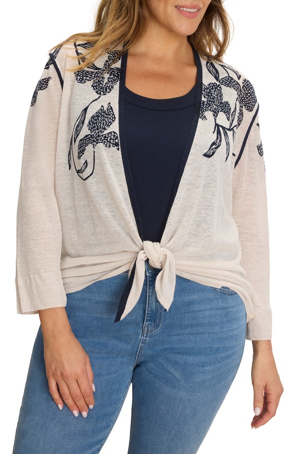 ニックプラスゾーイ レディース アウター パーカー・スウェット ジレー NIC+ZOE Inked Blooms Convertible Cardigan Creamulti 皮膚軟化剤