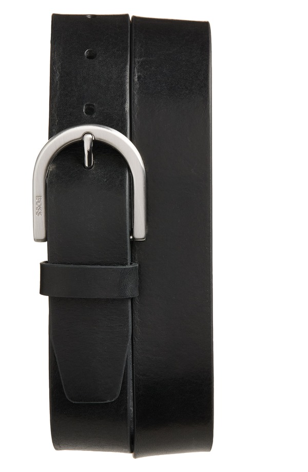 元締め メンズ 付属品 胴締め なめし革 BOSS Rouleather Belt Black 黒いこと