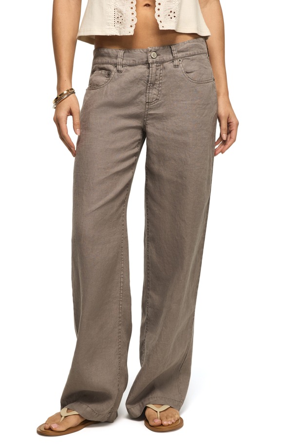ラッキーブランド レディース ボトムス レギンス ワイドレッグ ズボン下 リネン Lucky Brand Baggy Wide Leg Linen Pants Castlerock