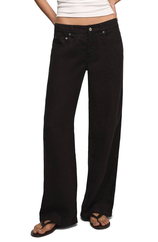 ラッキーブランド レディース ボトムス レギンス ワイドレッグ ズボン下 リネン Lucky Brand Baggy Wide Leg Linen Pants Caviar