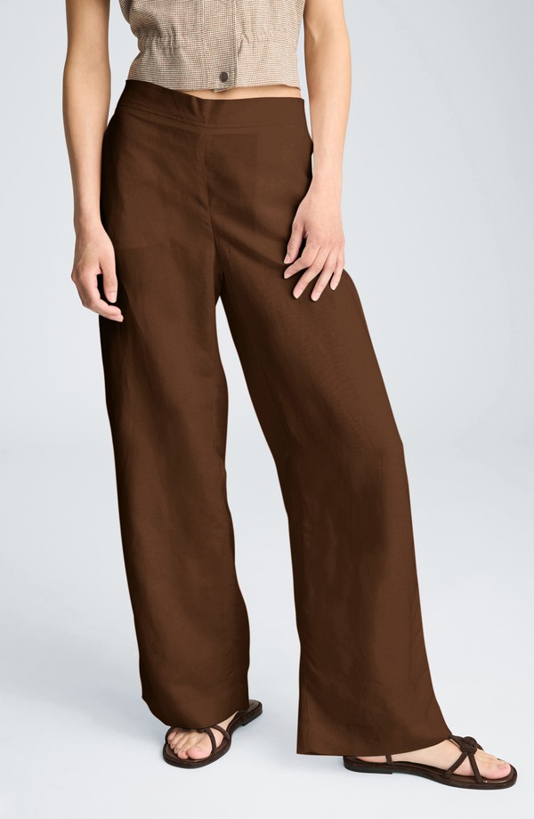 ケネスコール レディース ボトムス レギンス ワイドレッグ ズボン下 リネン Kenneth Cole Pull-On Linen Blend Wide Leg Pants Brunette