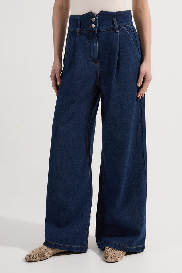 カレンミレン レディース ボトムス ジーンズズボン下 ワイドレッグ デニム Karen Millen High Waistedenim Wide Leg Jeans Indigo インディゴ