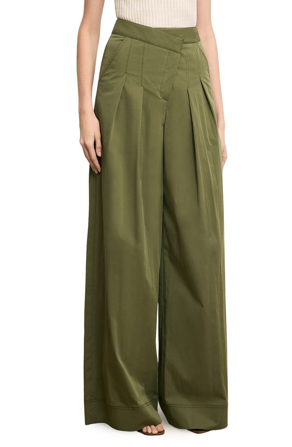 ヴェロニカ ベアード レディース ボトムス レギンス ワイドレッグ 筋目 ズボン下 Veronica Beard Heron Pleated Wide Leg Pants Army 正規陸軍