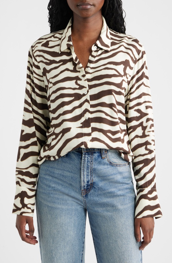 レイルズ レディース トップス プルオーバー Railsaige Zebra Stripe Button-Up Shirt Espresso Zebra 毛の荒物