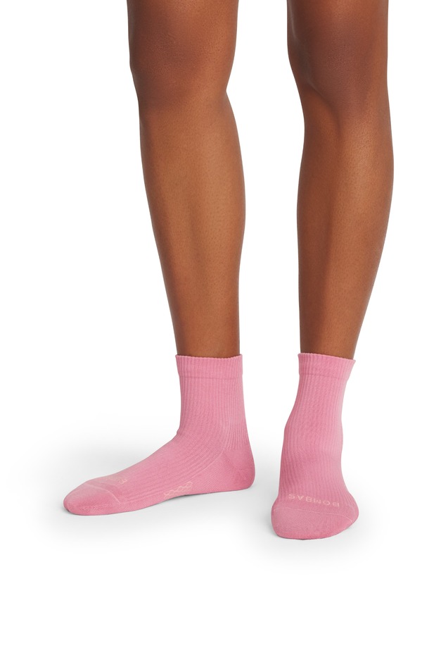 ボン二階建てバス レディース アンダーお召しもの ソックス Bombas Modern Rib Quarter Socks Dried Rose