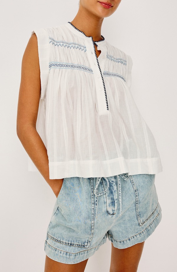 レイルズ レディース アウター より良い 綿織物 刺しゅう Rails Willow Embroideredetail Cotton Top White 白いこと