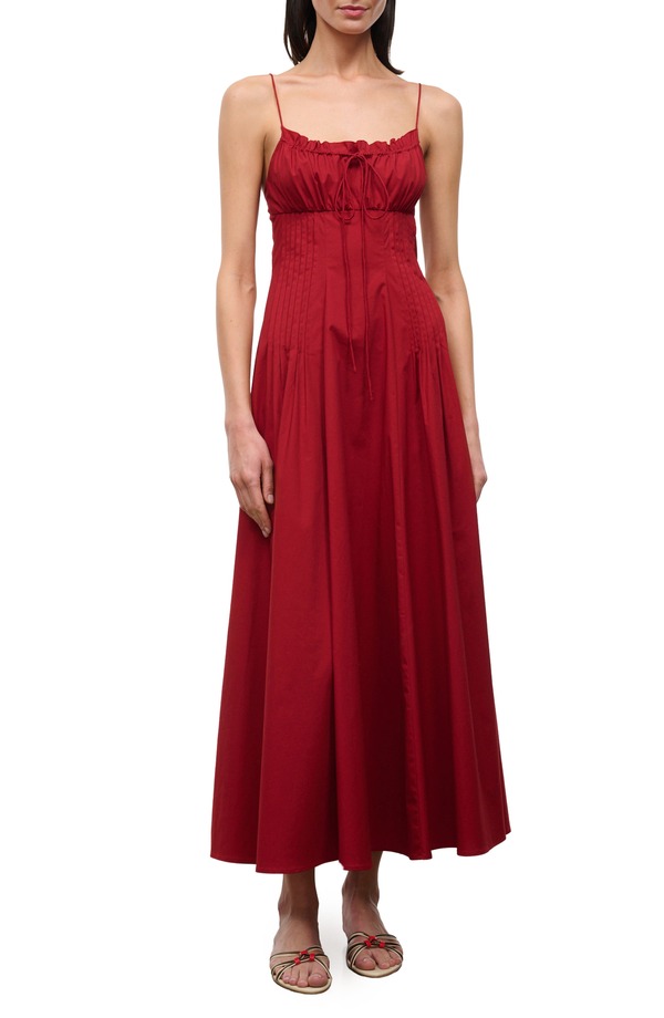 スタウド レディース トップス ワンピース ノースリーブ コットン マキシ STAUD Margi Sleevelesstretch Cotton Maxi Dress Rouge｜ReVida 店