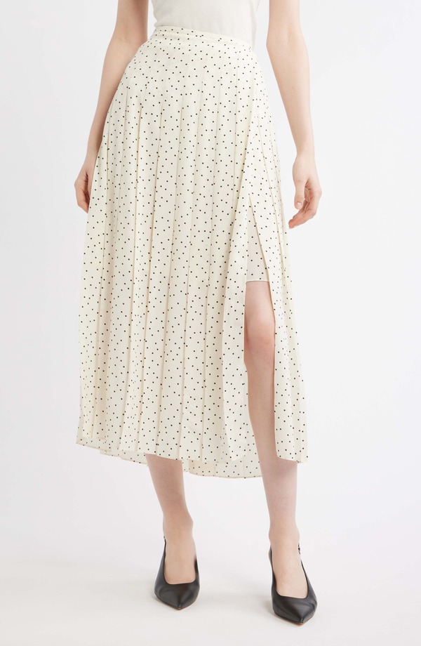 行動論理 レディース 下つ方スコート 筋目 刷り上げる Theory Pleatedot Print Skirt Ivory Multi - Chk 象牙色