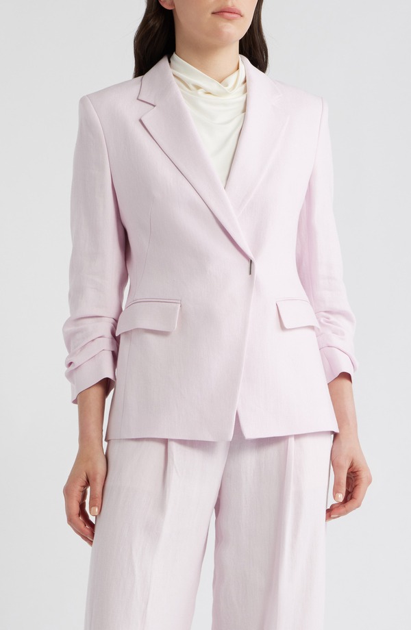 元締め レディース アウター 上衣・上衣 か細い相応う スポーツジャケット リネン BOSS Jia Slim Fit Linen Blendouble Breasted Blazer Ocean Rose