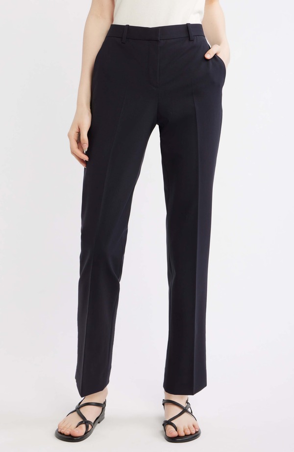 行動論理 レディース ボトムス レギンスリムフィット ズボン下 羊毛 Theory Treeca Slim Fit Stretch Wool Pants Deep Navy 米国海軍