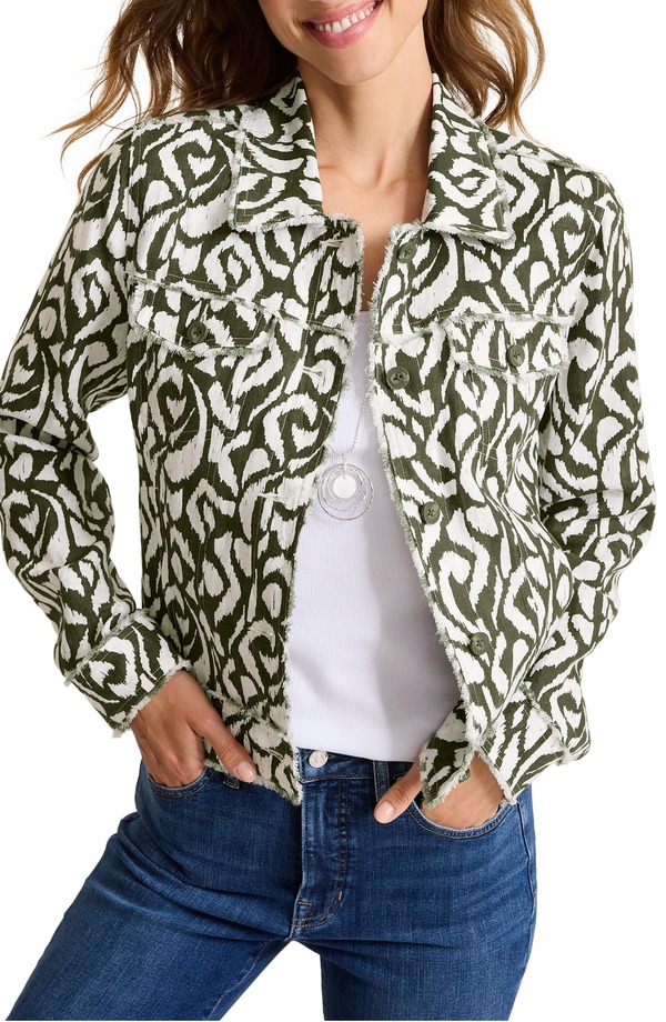 トッミーバハマ レディース アウター 上衣・上衣 刷り上げる リネン Tommy Bahama Inlet Ikat Print Linen Jacket Palm Verde