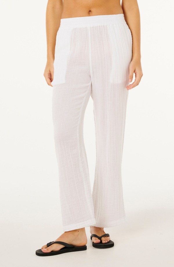 下唇長い巻き毛 レディース ボトムス レギンス ズボン下 綿織物 Rip Curl Premium Surf Cotton Pants White 白いこと