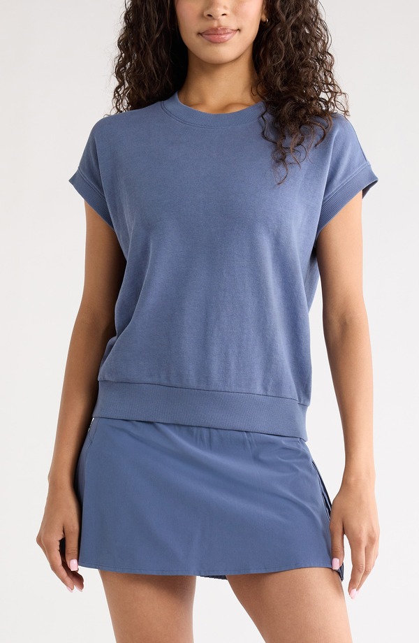 ゼラ レディース アウター パーカー・スウェット パイル シャツ コットン Zella Go Easy Terry Cotton Blend Sweatshirt Blue Vintage ブルー｜ReVida 店 14,686円